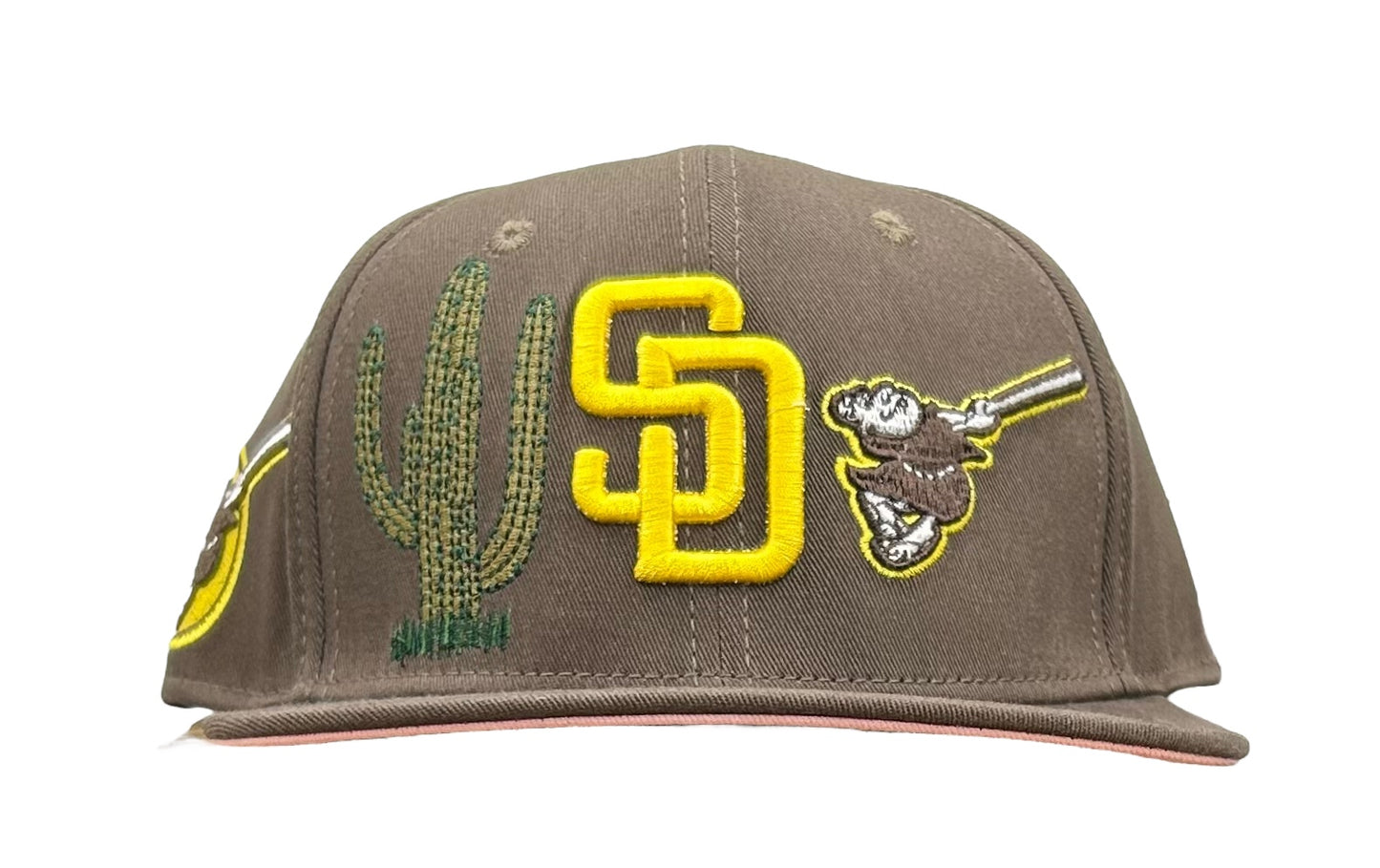 New San Diego Padres PRO STANDARD Double Front Logo Snapback Hat Pink Bottom