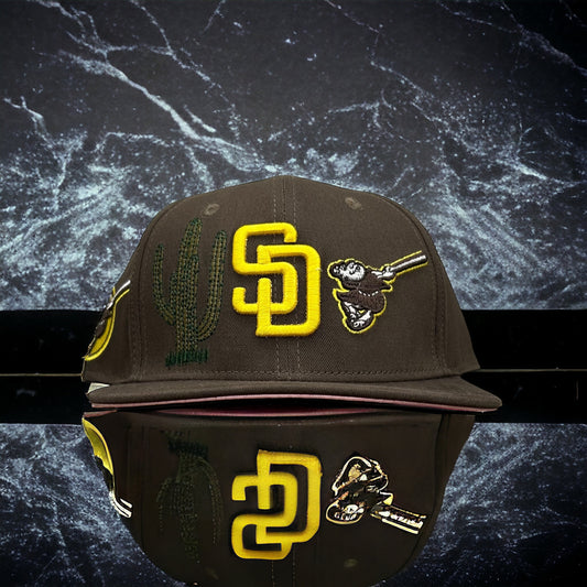 New San Diego Padres PRO STANDARD Double Front Logo Snapback Hat Pink Bottom