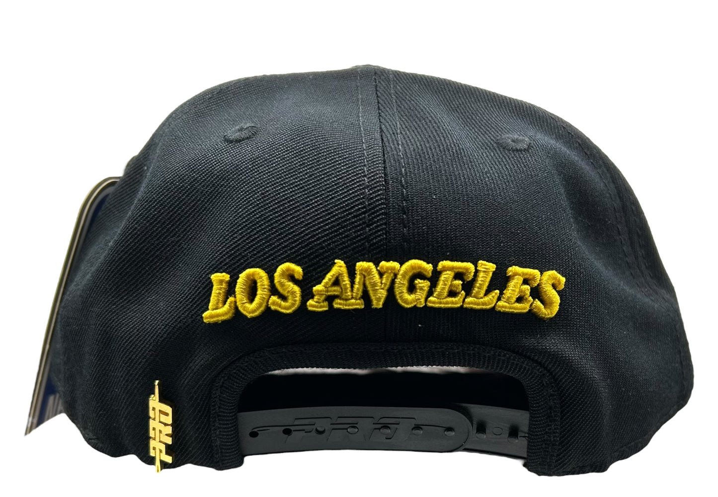 New Los Angeles Lakers PRO STANDARD Stacked Logo Black SnapBack Hat Pink Bottom