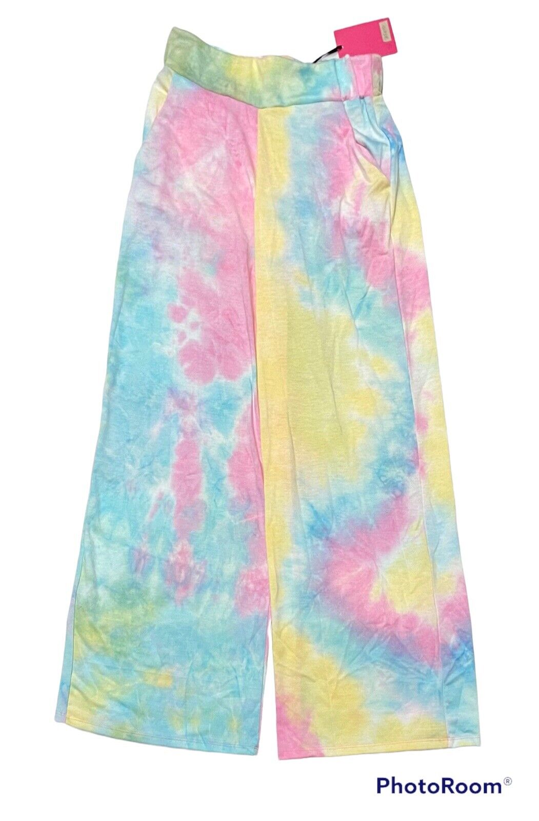 MELISSA MASSE WIDE LEG PANT Tie Dye Rainbow Sherbert Made In USA Comfy Lounge