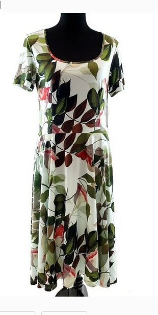 Melissa Masse Floral Fit & Flare Dress Mint Made In USA Bias cut A-line sweep