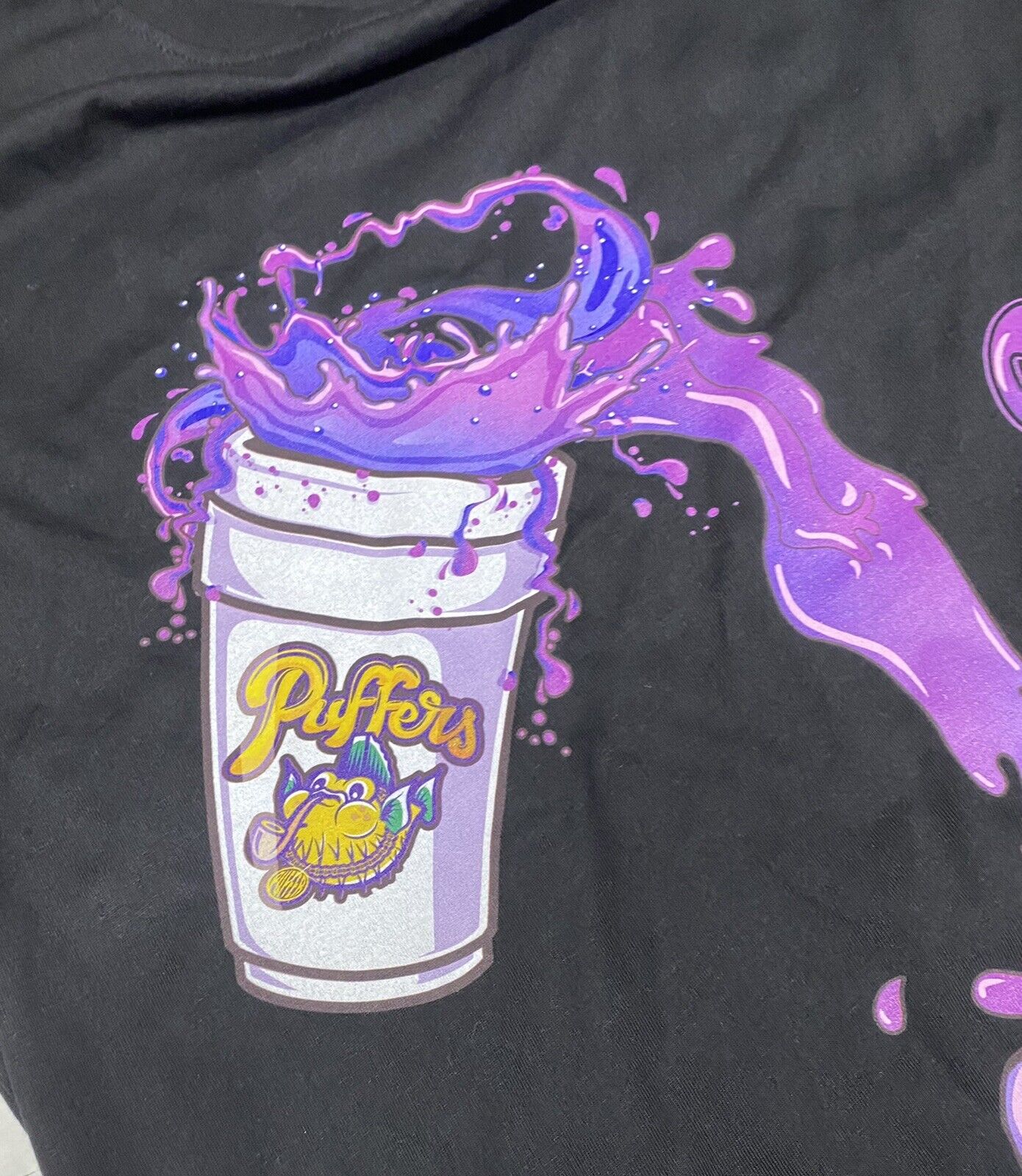 NEW Capn On Melrose Puffers & Sippers Purple Lean T Shirt Sz XL Black Double Cup