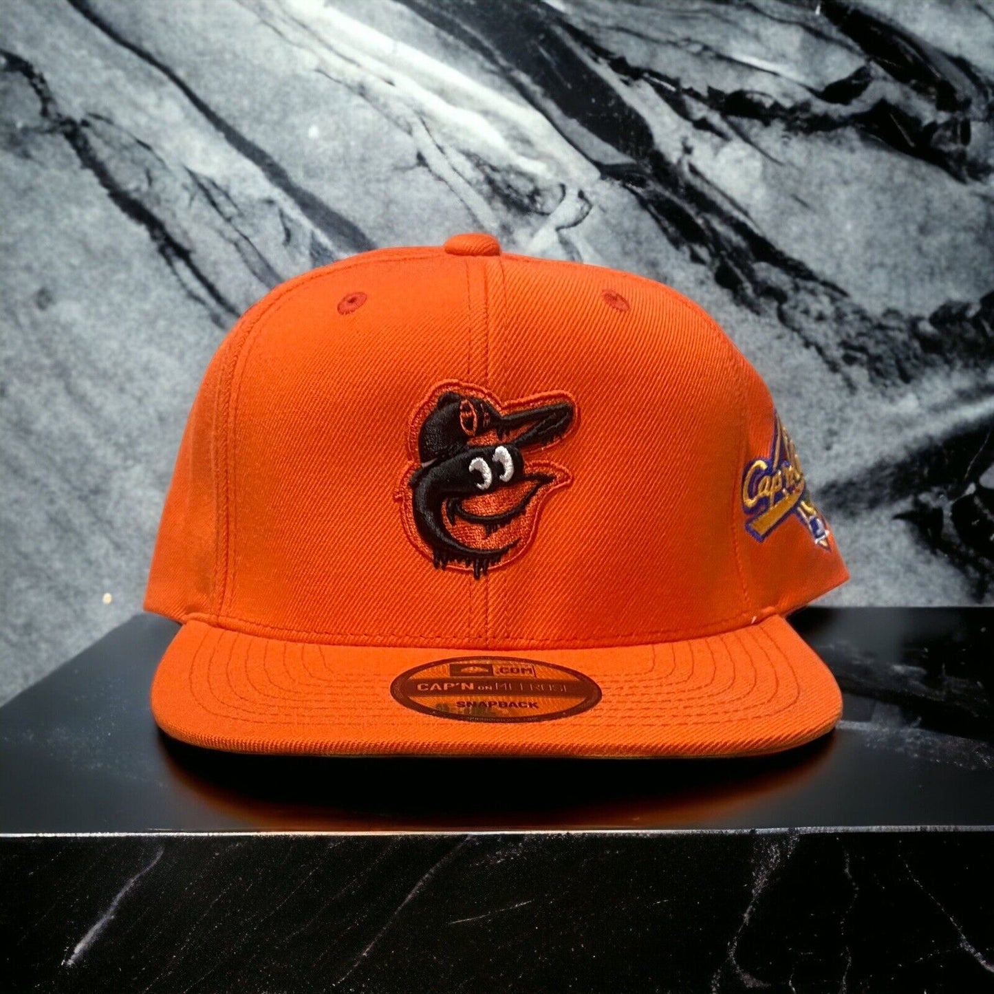 NEW Baltimore Orioles Orange Classic Logo SnapBack Hat Capn On Melrose Flat Brim