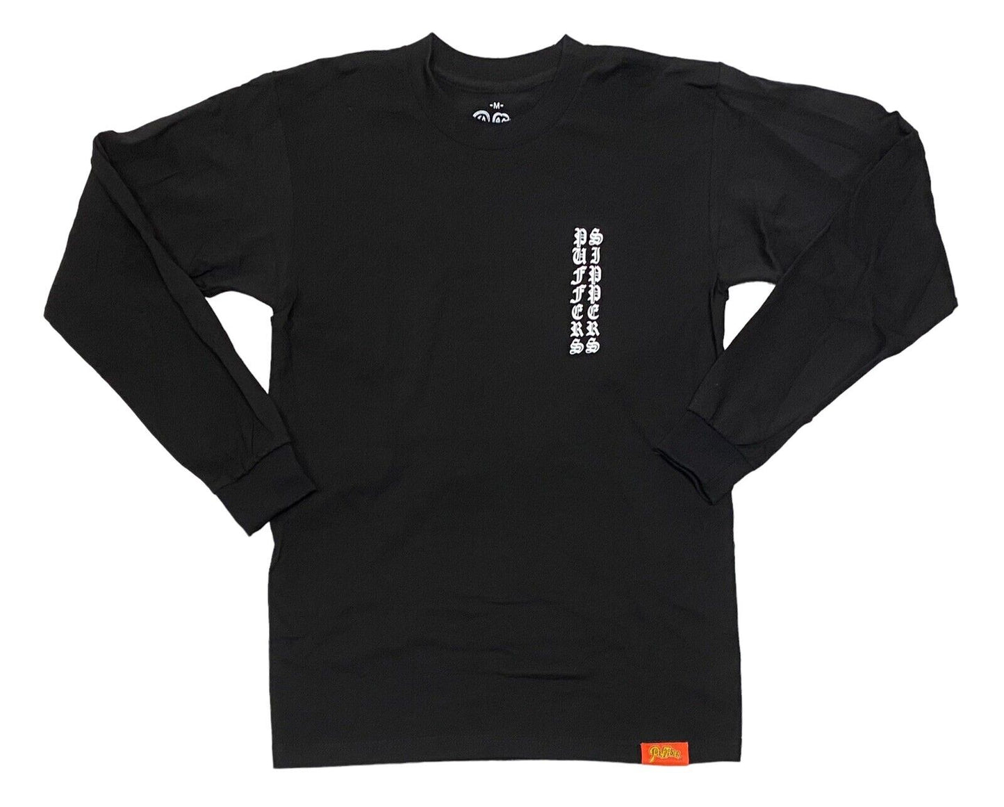 NEW Capn On Melrose Puffers & Sippers Black Long Sleeve T Shirt Old English Logo