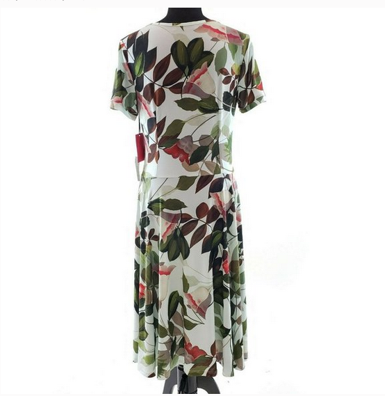 Melissa Masse Floral Fit & Flare Dress Mint Made In USA Bias cut A-line sweep