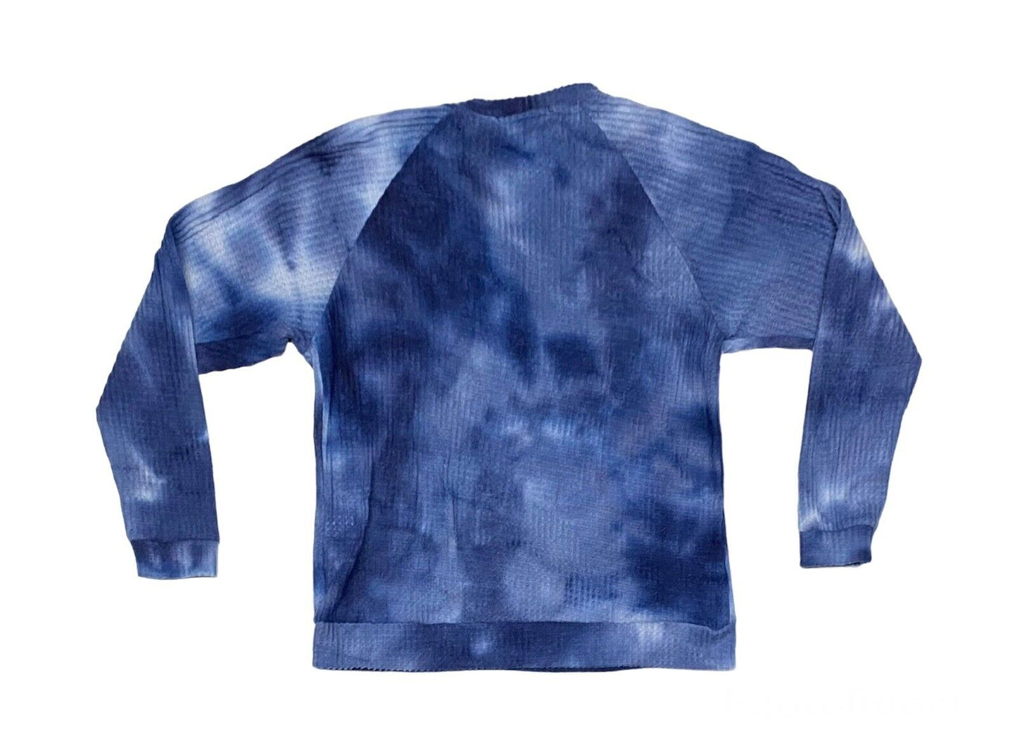 Melissa Masse Waffle Top Women's Tie Dye Blue Cute & Comfy Made In USA