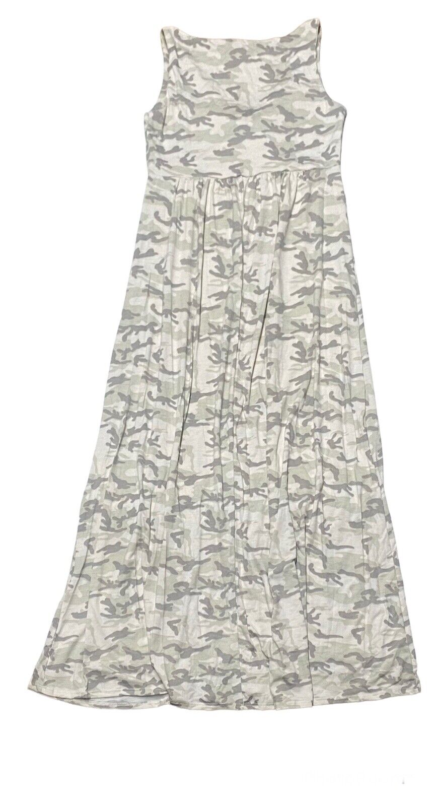 Melissa Masse Medium  V NECK MAXI DRESS Sage Camo JERSEY Made In USA  Sleeveless