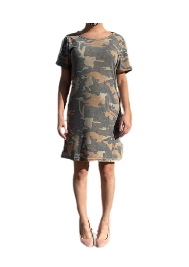 Melissa Masse Short Sleeve T-Shirt Dress Camouflage print Made In USA