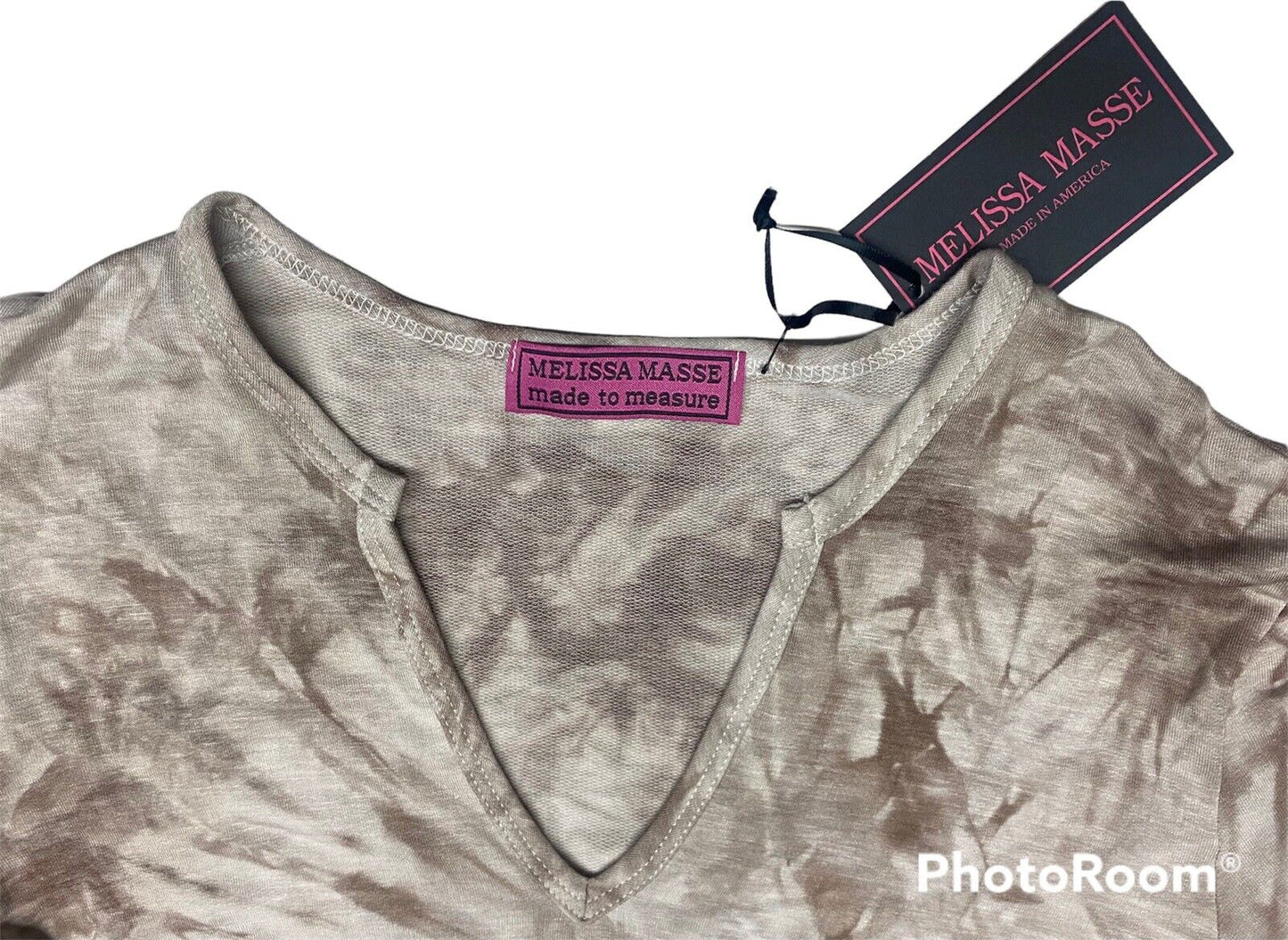 Melissa Masse Sand Wash Easy Top Henley V Neck  Made In USA Tie Dye