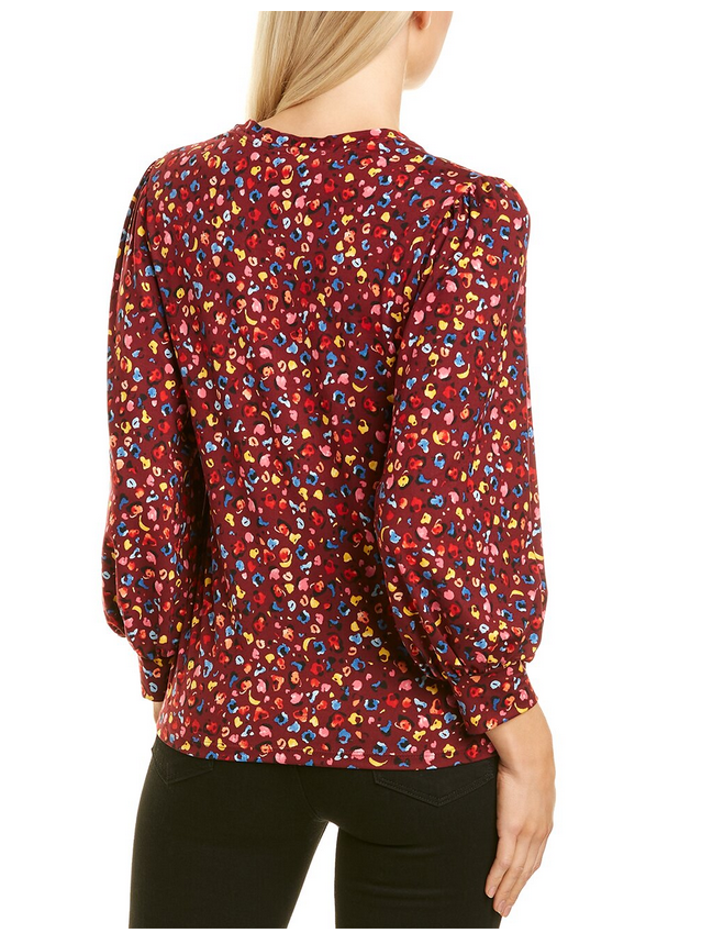 Melissa Masse Brushed Luxe Jersey Top Women's Burgundy Fruit Print