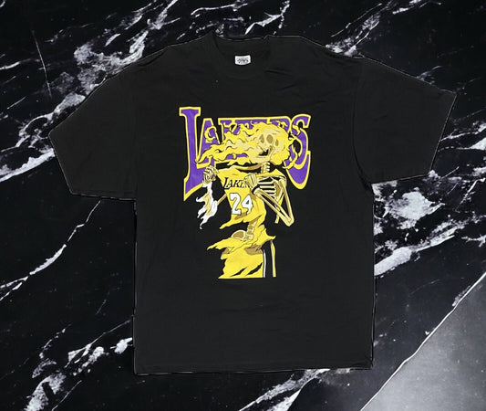 NEW Capn On Melrose Lakers Kobe Skeleton T Shirt Sz Large Shaka Heavy Tee