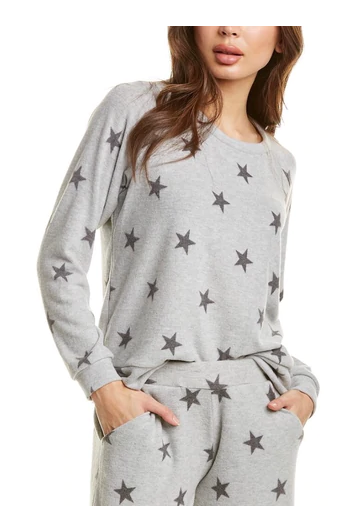 NWT Melissa Masse Fleece Sweatshirt Loungewear Super Soft Comfy Star Print NEW