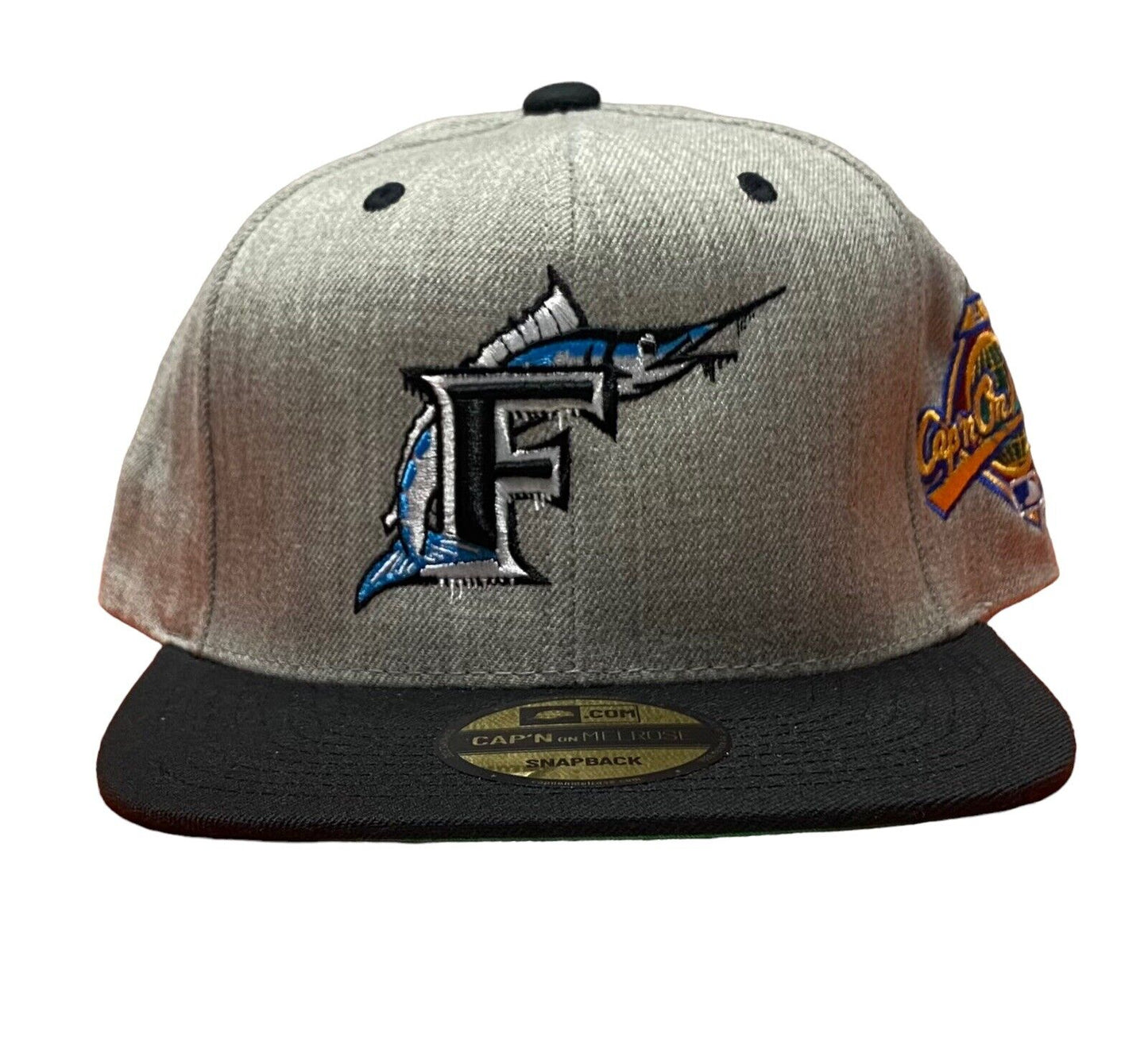 NEW Florida Marlins 2 Tone SnapBack Adjustable Hat Capn On Melrose Gray/Black