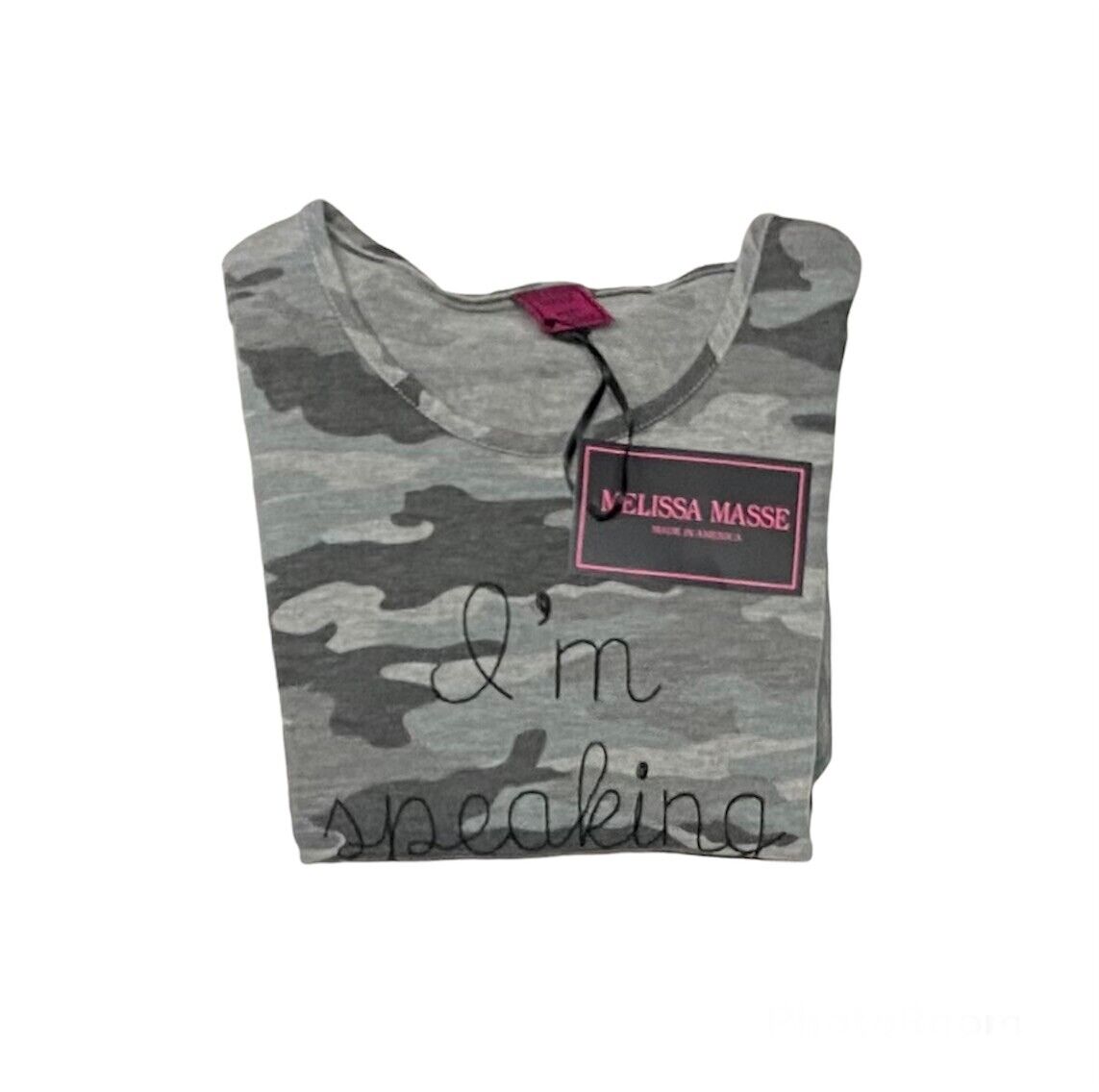 Melissa Masse Womens I'M Speaking Camo T shirt  Made In USA