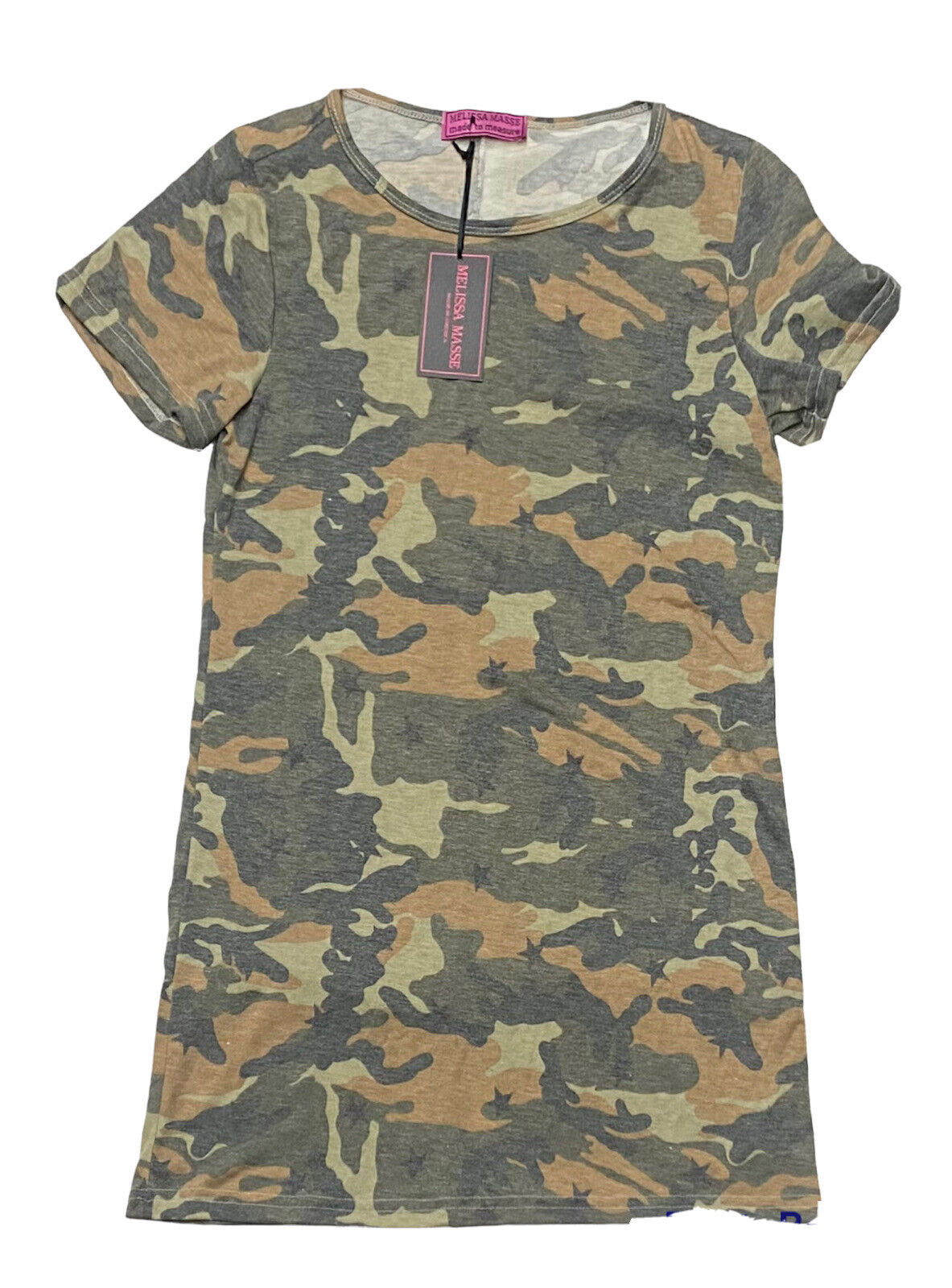 Melissa Masse Short Sleeve T-Shirt Dress Camouflage print Made In USA