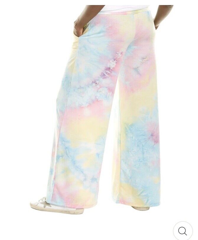 MELISSA MASSE WIDE LEG PANT Tie Dye Rainbow Sherbert Made In USA Comfy Lounge