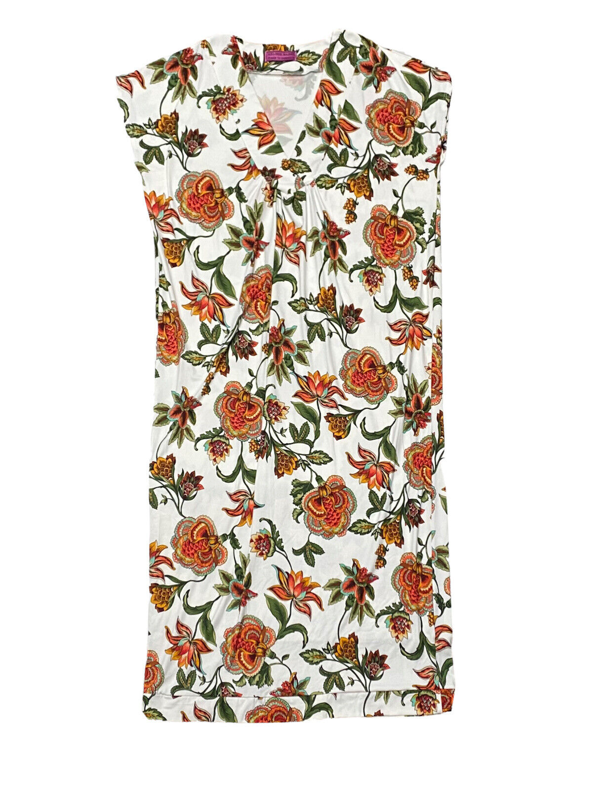 Melissa Masse Tunic Dress V Neck Floral Soft slip Summer Dress Relaxed