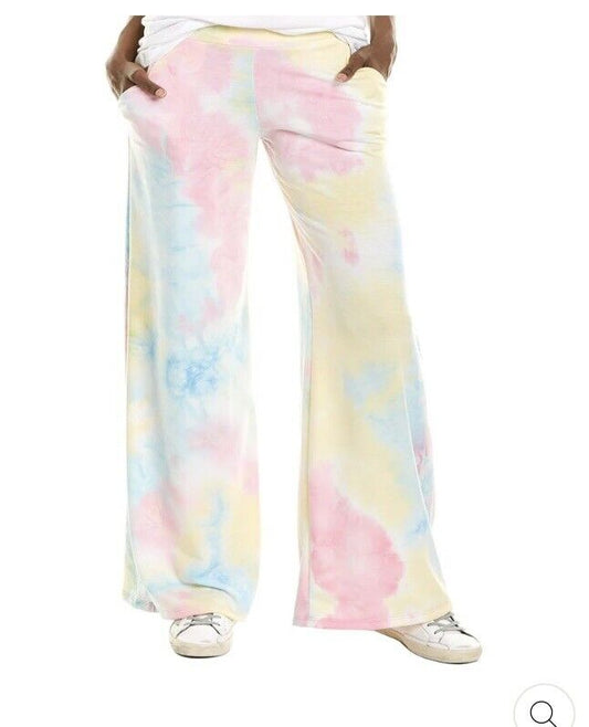 MELISSA MASSE WIDE LEG PANT Tie Dye Rainbow Sherbert Made In USA Comfy Lounge