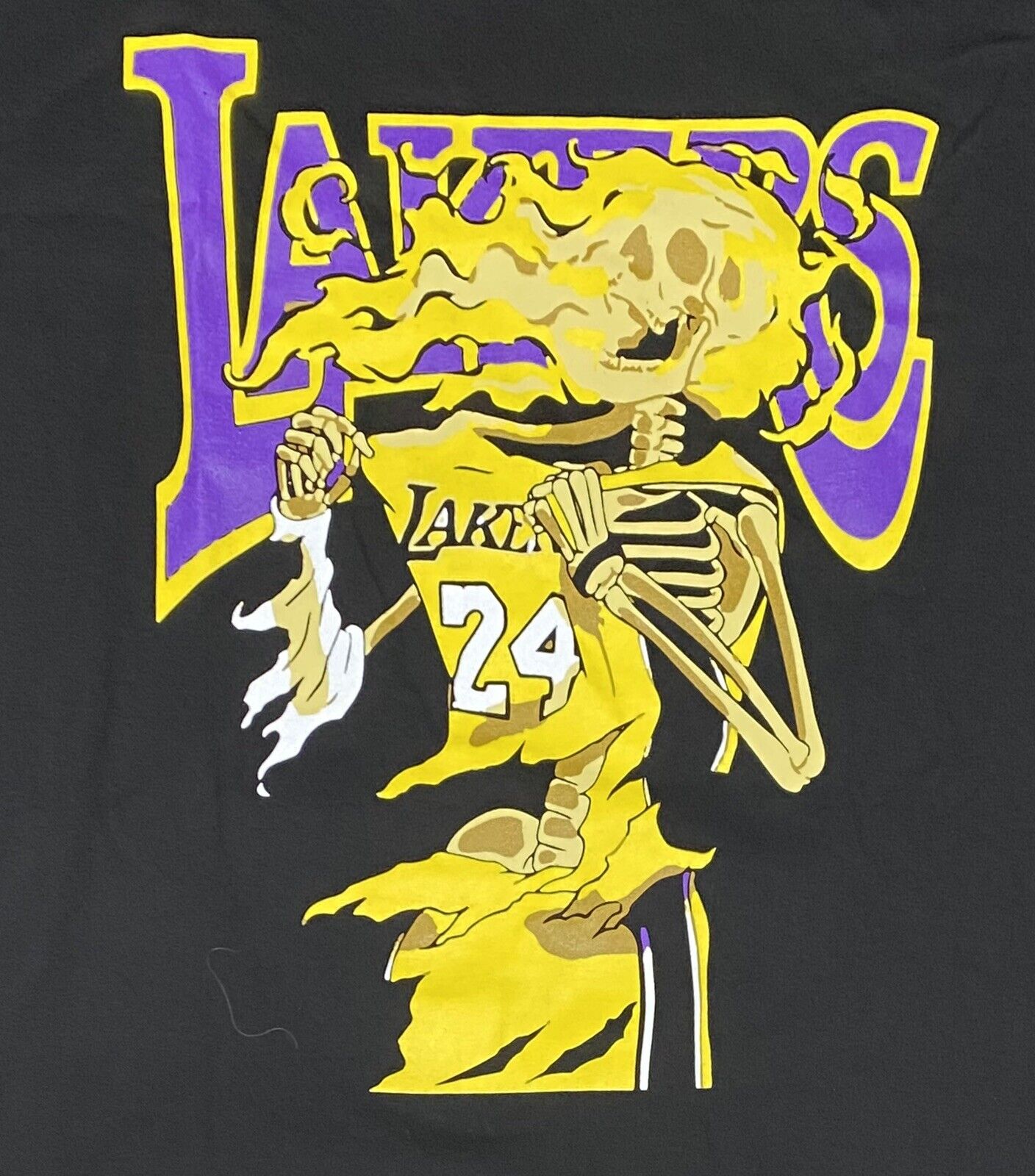 NEW Capn On Melrose Lakers Kobe Skeleton T Shirt Sz Large Shaka Heavy Tee