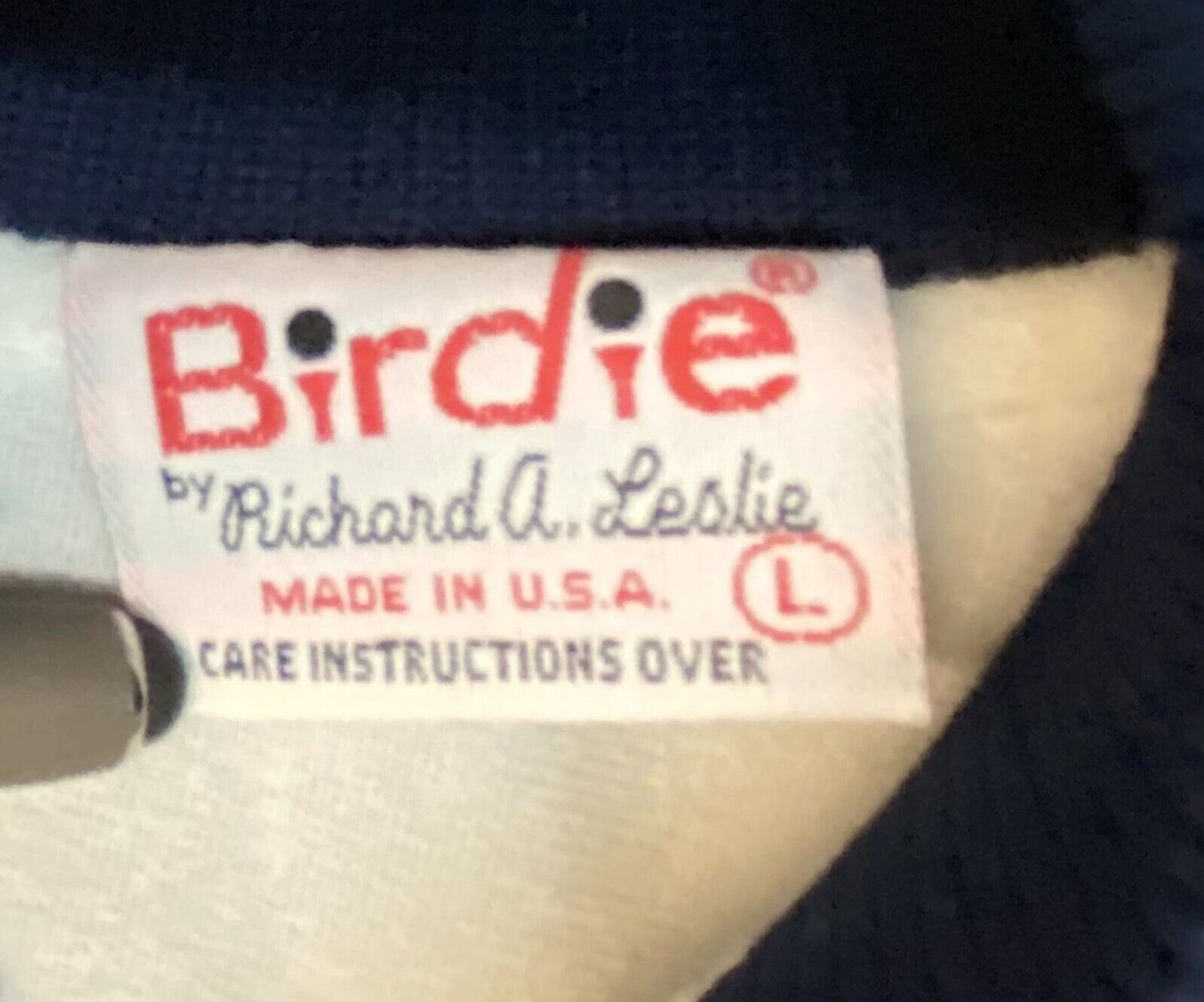 VTG Crain Industries Birdie by Richard A. Leslie Satin Jacket - Large Navy Blue