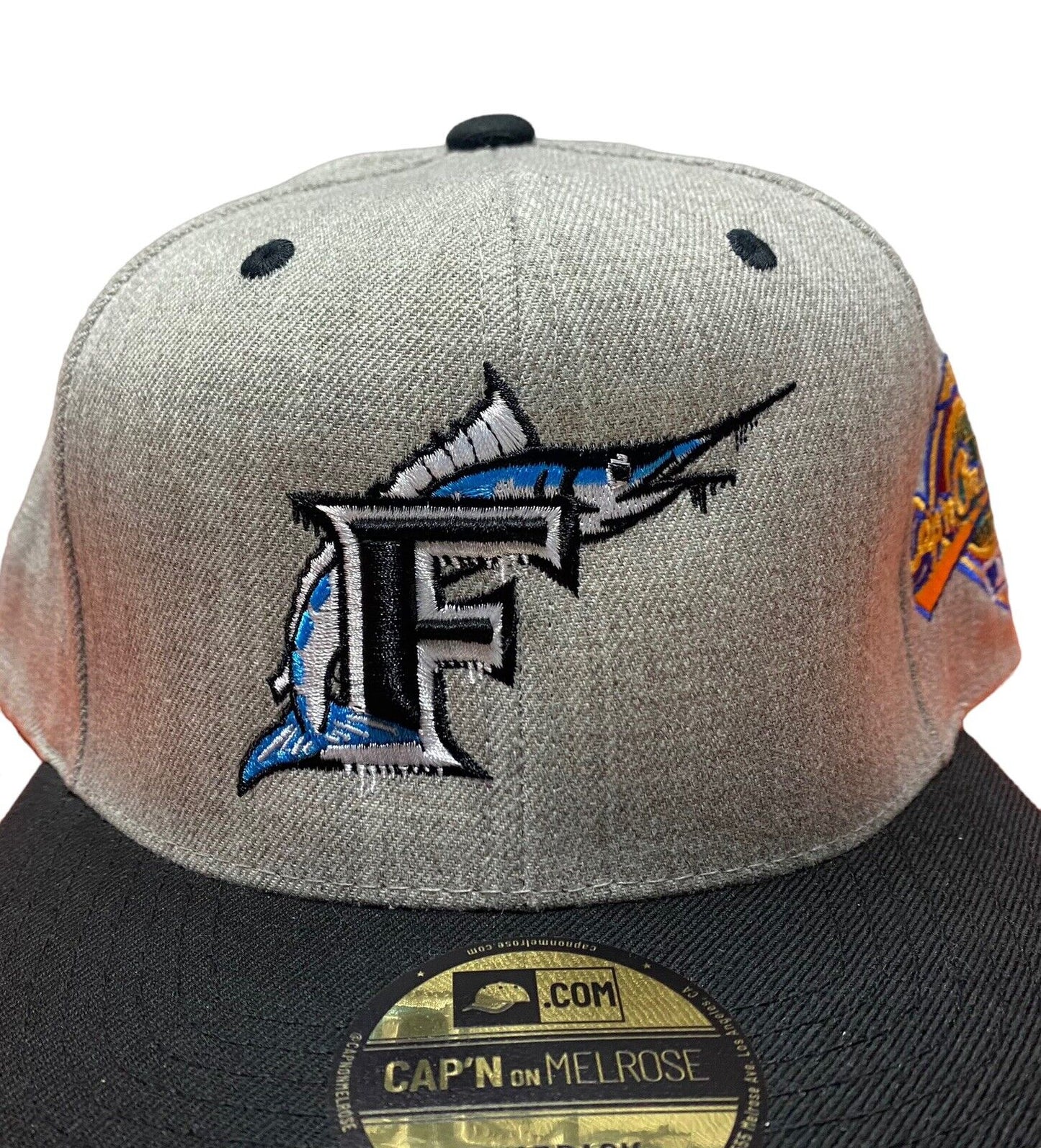 NEW Florida Marlins 2 Tone SnapBack Adjustable Hat Capn On Melrose Gray/Black