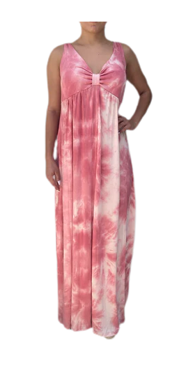 EUC Melissa Masse V neck maxi dress in our strawberry sorbet tie dye Jersey