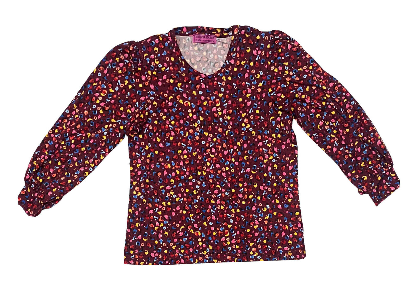 Melissa Masse Brushed Luxe Jersey Top Women's Burgundy Fruit Print