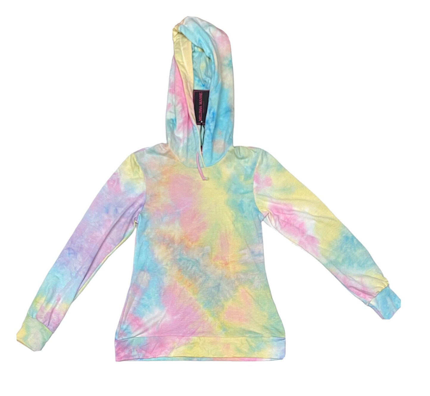 NWOT  Melissa Masse Tie Dye Light Hooded Long Sleeve Sherbet Made IN USA