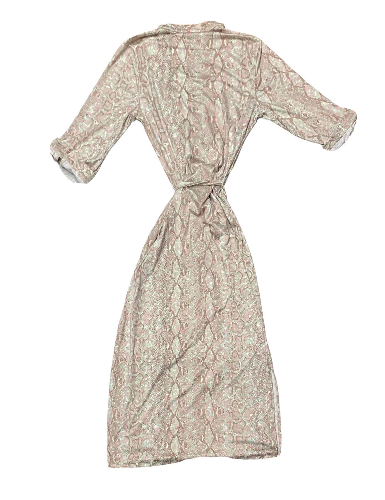 Melissa Masse Brushed Luxe Jersey Maxi Dress Lilac Python Pink Belted Made USA