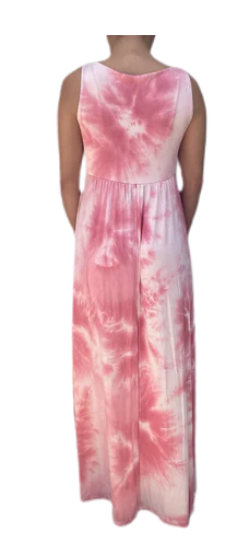 EUC Melissa Masse V neck maxi dress in our strawberry sorbet tie dye Jersey